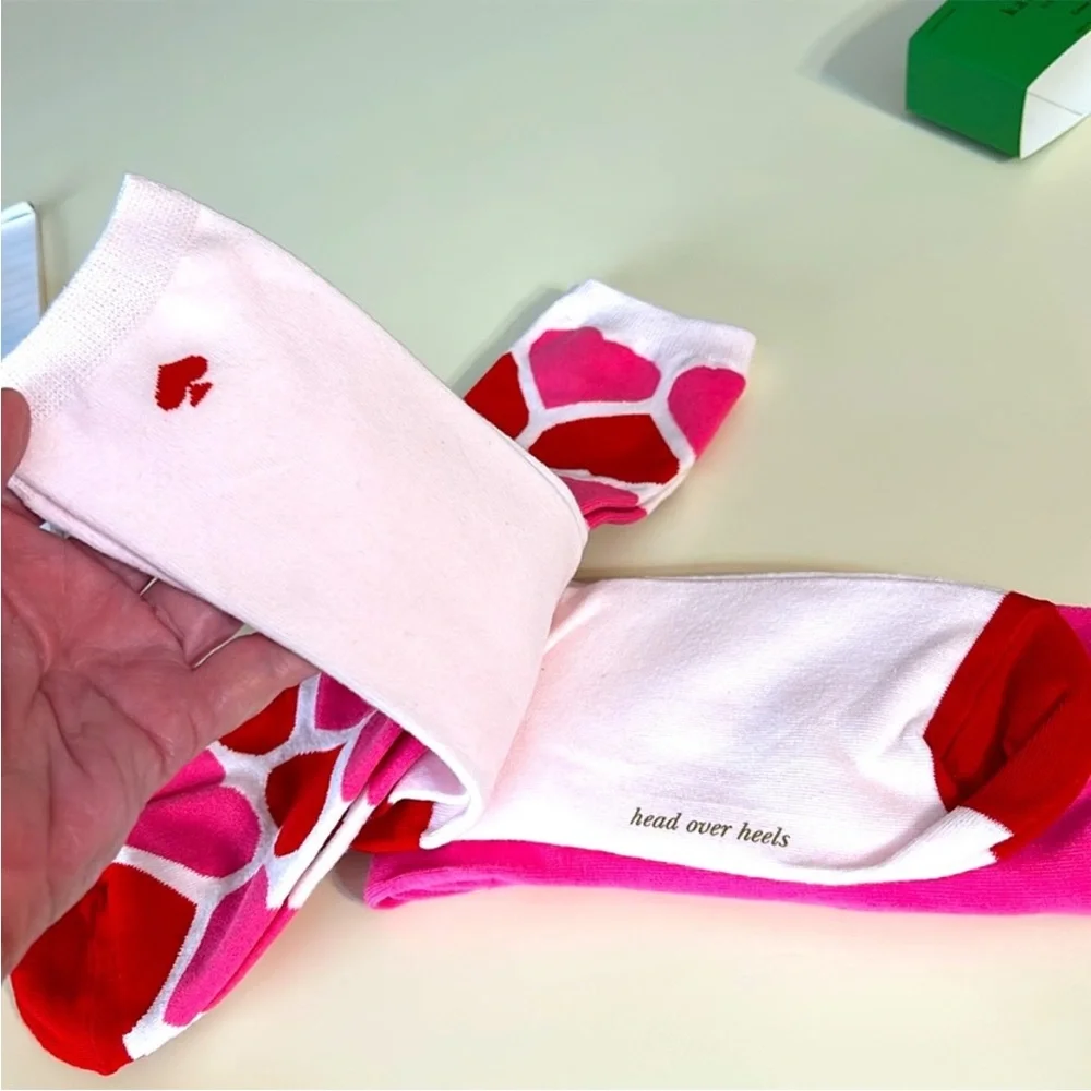 Kate Spade New York 3-Pack Hearts Crew Socks NWT Gift Set Luxury Pink Girly C1